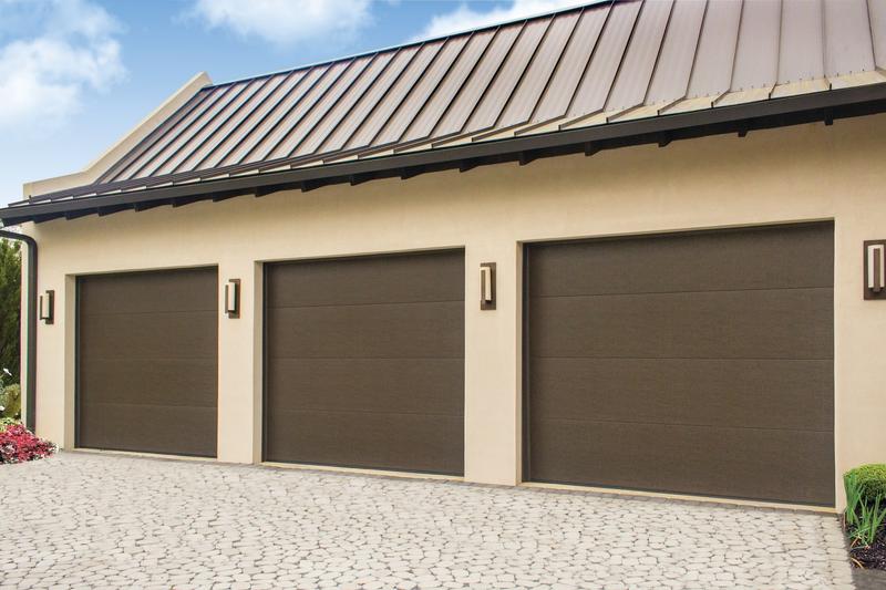 Brown flat door, smooth, two single doors, in a stucco wall