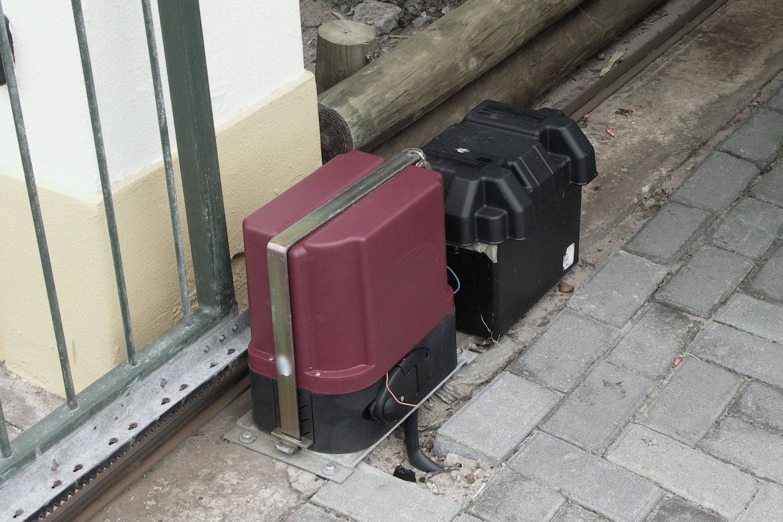 A sliding gate operator with its gear rack
